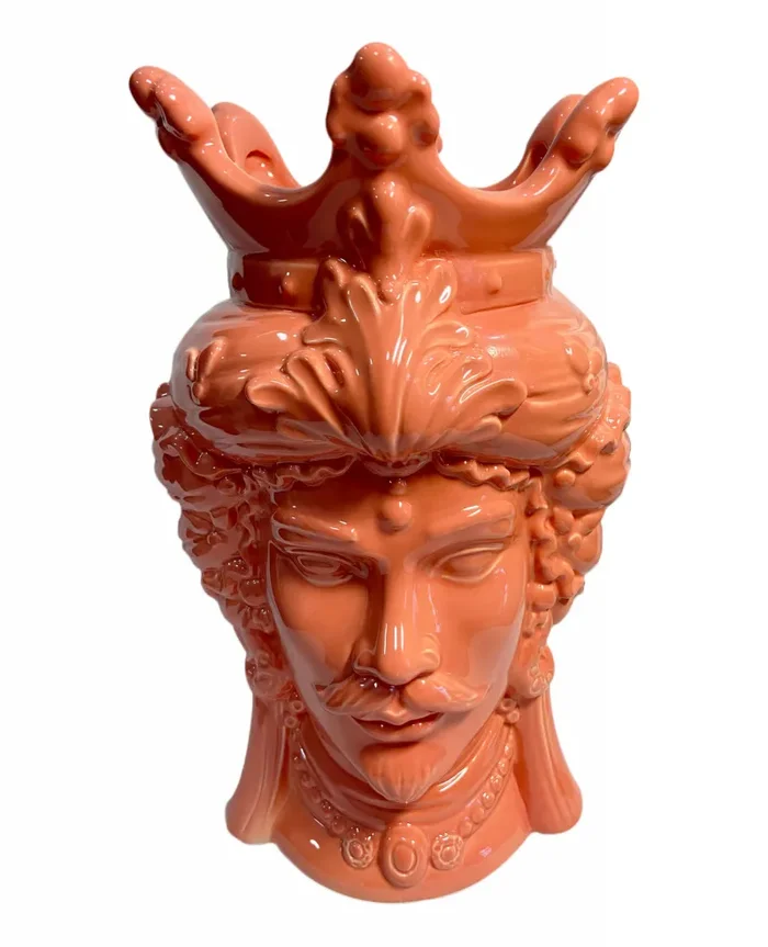 Vimin Box Testa di Moro H 29,5 Cm L 18,5 Cm L 16,5 Cm Corallo