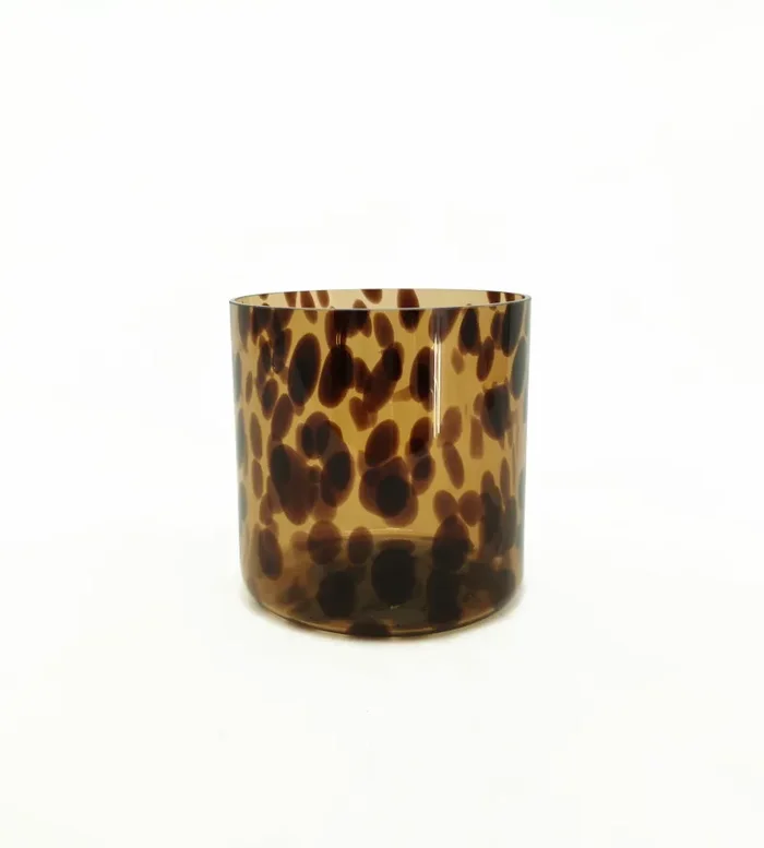 Vimin Box Vaso Dritto Maculato Vetro D 14 Cm H 14 Cm Marrone