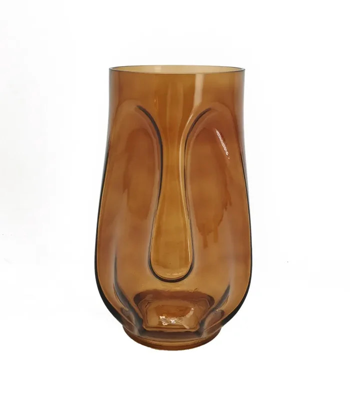 Vimin Box Vaso Testa Tribale Vetro D 14 – 19 Cm H 30 Cm Ambra