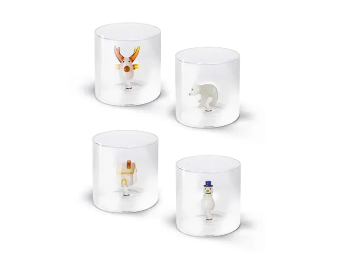 WD LifeStyle Bicchiere in Vetro Borosilocato Figure Natalizie Ass. 250 Ml 1 Pz
