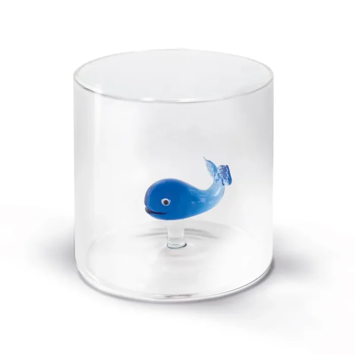 WD LifeStyle Bicchiere Vetro Borosilicato Cc 250 ml Decoro Balena