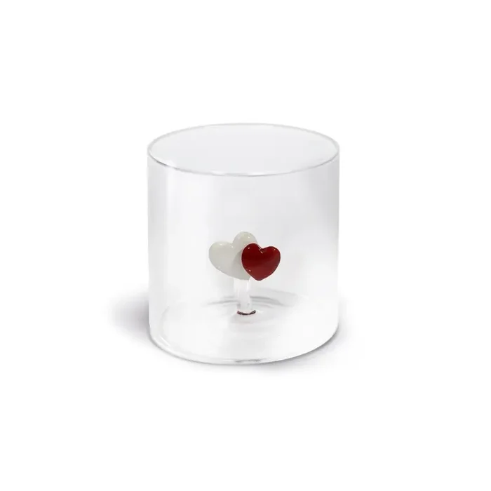 WD LifeStyle Bicchiere Vetro Borosilicato Cc 250 ml Decoro Cuore