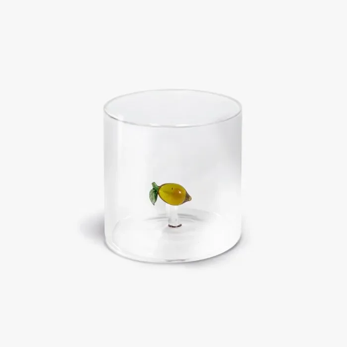 WD LifeStyle Bicchiere Vetro Borosilicato Cc 250 ml Decoro Limone