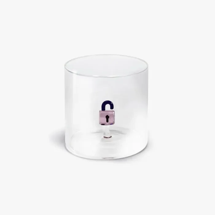 WD LifeStyle Bicchiere Vetro Borosilicato Cc 250 ml Decoro Lucchetto