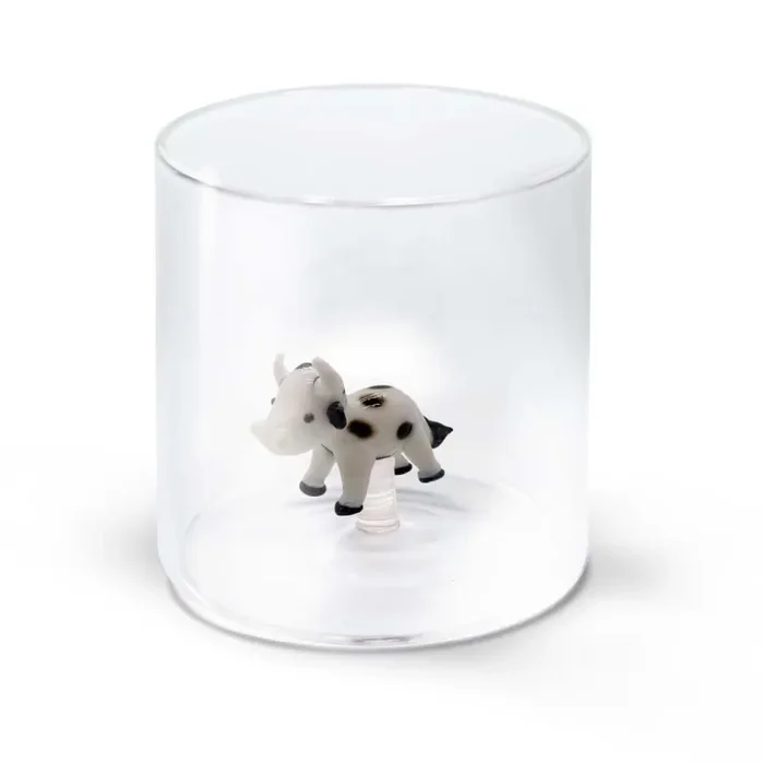 WD LifeStyle Bicchiere Vetro Borosilicato Cc 250 ml Decoro Mucca