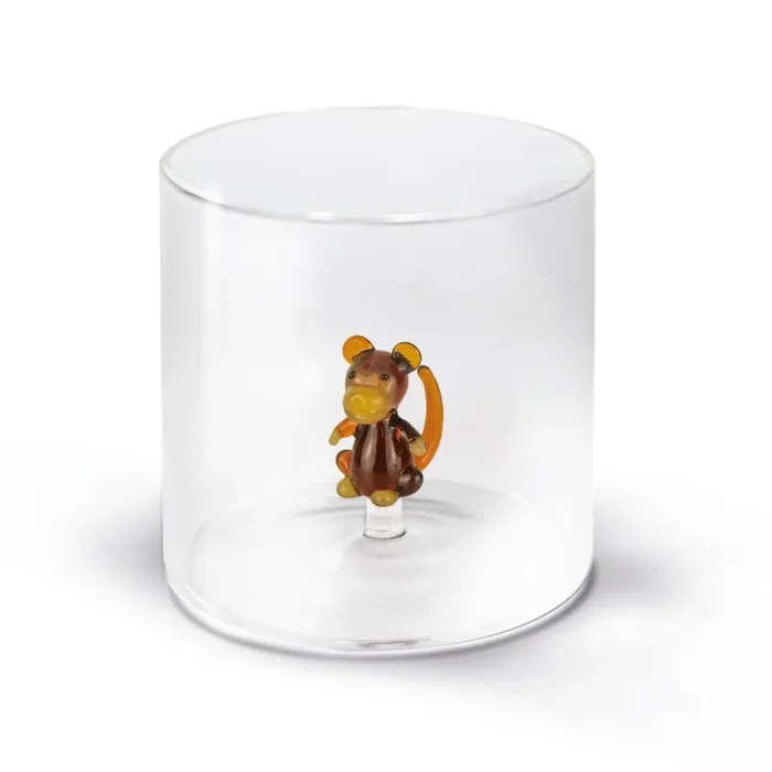 WD LifeStyle Bicchiere Vetro Borosilicato Cc 250 ml Decoro Scimmia