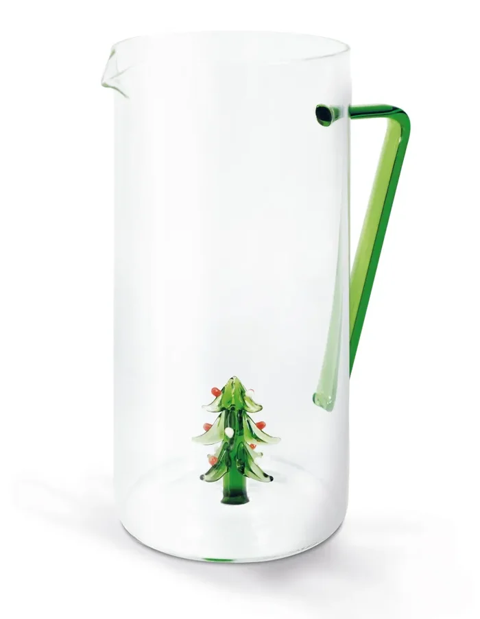 WD LifeStyle Caraffa Vetro Borosilicato Cc 1,2 Lt Decoro Albero di Natale