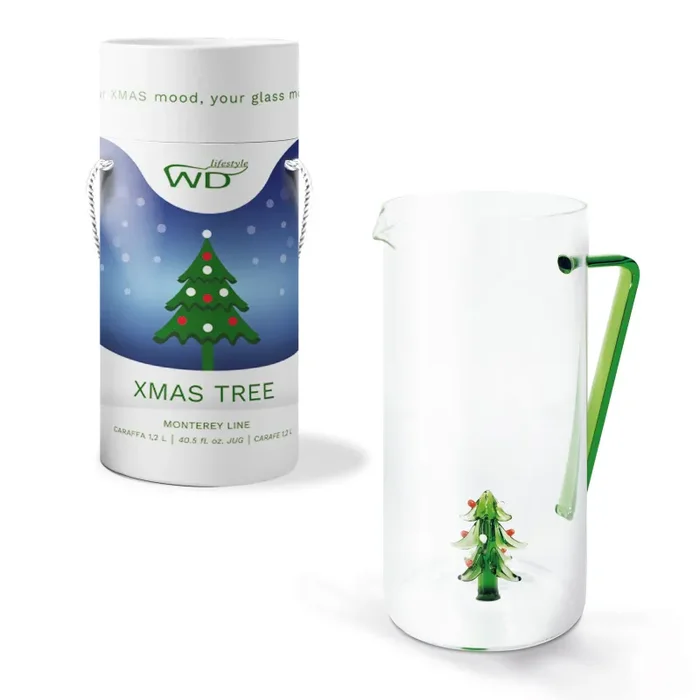 WD LifeStyle Caraffa Vetro Borosilicato Cc 1,2 Lt Decoro Albero di Natale - immagine 3
