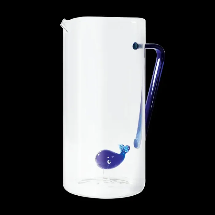 WD LifeStyle Caraffa Vetro Borosilicato Cc 1,2 Lt Decoro Balena