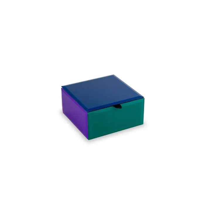 WD LifeStyle Cofanetto in Vetro 11,5 x 11,5 x 5,7 Cm Blu Viola Verde Moda