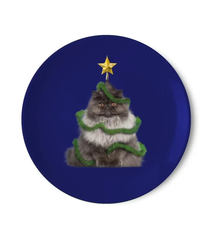 WD LifeStyle Piatto Panettone D 30,5 Cm Decoro Gatto Natale