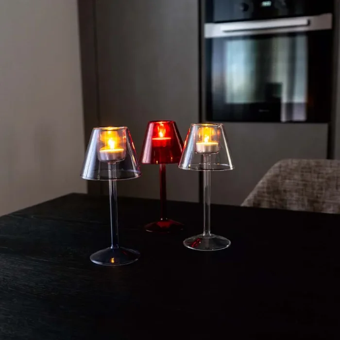 WD LifeStyle Portacandela Tealight Vetro Borosilicato H 22 Cm Rosso - immagine 2