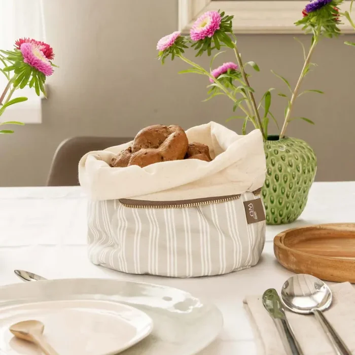 WD LifeStyle Sacchetto Pane Riscaldabile Cotone Gessatto Grigio - immagine 2