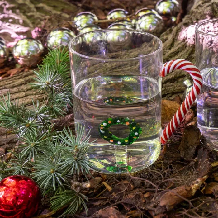 WD LifeStyle Tazza Vetro Borosilicato Cc 420 Ml Decoro Ghirlanda di Natale Saldi - immagine 2
