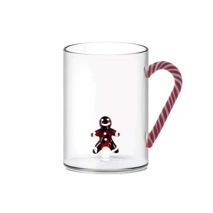 WD LifeStyle Tazza Vetro Borosilicato Cc 420 Ml Decoro Omino Pan di Zenzero Natale Vendita calda online