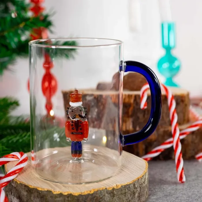 WD LifeStyle Tazza Vetro Borosilicato Cc 420 Ml Decoro Schiaccianoci Natale - immagine 2