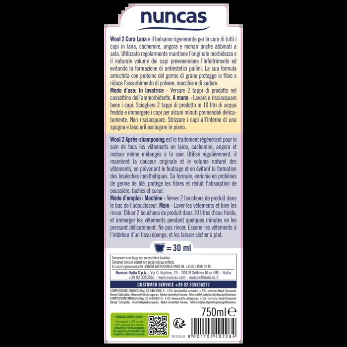 Wool 2 Balsamo Rigenerante e Protettivo per Lana – 750ml - immagine 3